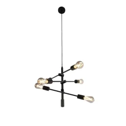 Smart industriële hanglamp zwart incl. 6 WiFi ST64 - Sydney