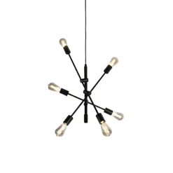 Smart industriële hanglamp zwart incl. 6 WiFi ST64 - Sydney