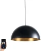 Smart industriële hanglamp zwart met goud 50 cm incl. Wifi G125 - Magna Eco