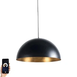Smart industriële hanglamp zwart met goud 50 cm incl. Wifi G125 - Magna Eco