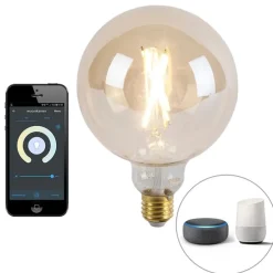 Smart industriële hanglamp zwart met goud 50 cm incl. Wifi G125 - Magna Eco