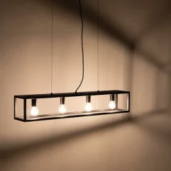 Smart industriële hanglamp zwart incl. 4 WiFi A60 - Cage