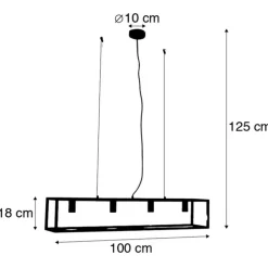 Smart industriële hanglamp zwart incl. 4 WiFi A60 - Cage