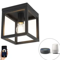 Smart industriële plafondlamp zwart incl. wifi A60 - Cage
