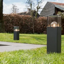 Smart industriële staande buitenlamp antraciet 30 cm incl. Wifi P45 - Denmark