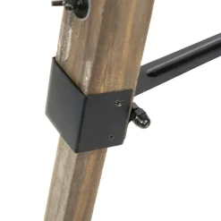 Smart industriële tripod vloerlamp hout met grijs incl. wifi A60 - Laos