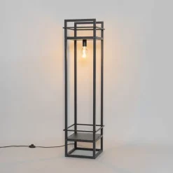 Smart industriële vloerlamp zwart incl. Wifi G95 - Cage Rack