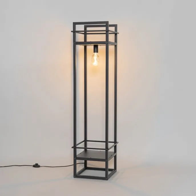 Smart industriële vloerlamp zwart incl. Wifi G95 - Cage Rack