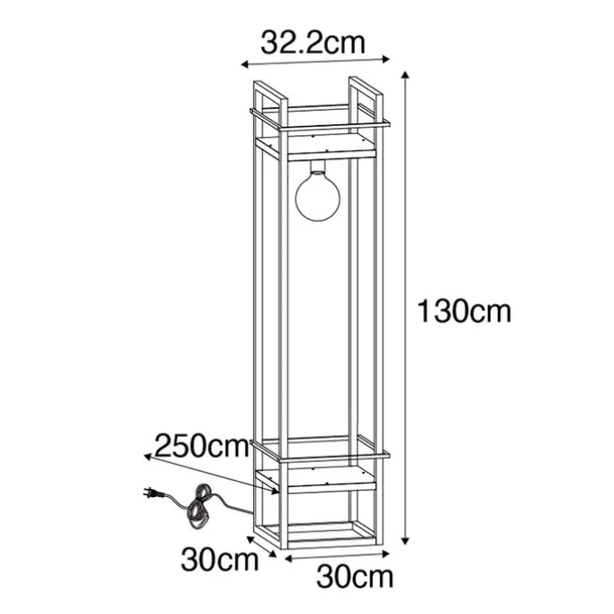 Smart industriële vloerlamp zwart incl. Wifi G95 - Cage Rack