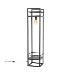 Smart industriële vloerlamp zwart incl. Wifi G95 - Cage Rack