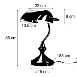 Smart klassieke tafellamp brons met groen glas incl. Wifi A60 - Banker