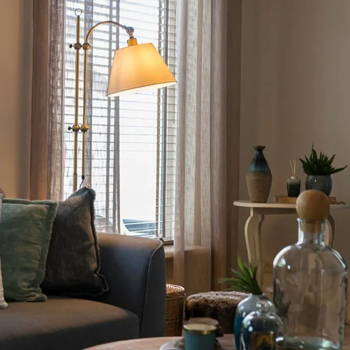 Smart klassieke vloerlamp brons met wit incl. Wifi A60 - Ashley