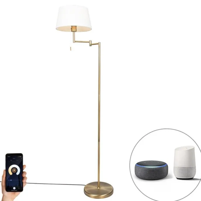 Smart klassieke vloerlamp brons met wit incl. WiFi A60 - Ladas Fix