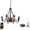 Smart kroonluchter roestbruin 8-lichts incl. Wifi B35 - Giuseppe
