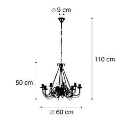 Smart kroonluchter roestbruin 8-lichts incl. Wifi B35 - Giuseppe