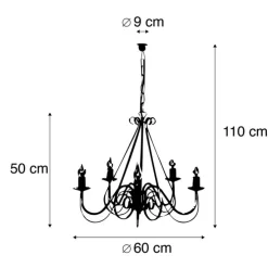Smart kroonluchter wit 5-lichts incl. Wifi B35 - Giuseppe