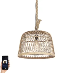 Smart landelijke hanglamp rotan incl. Wifi G125 lichtbron - Calamus