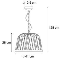 Smart landelijke hanglamp rotan incl. Wifi G125 lichtbron - Calamus