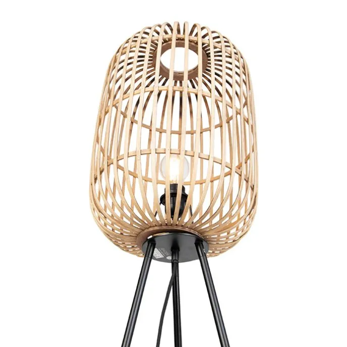 Smart landelijke vloerlamp rotan incl. WiFi A60 - Manila