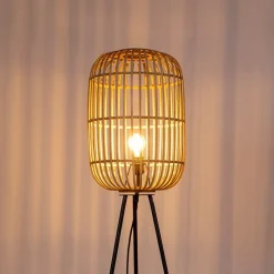 Smart landelijke vloerlamp rotan incl. WiFi A60 - Manila