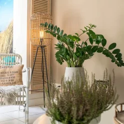 Smart landelijke vloerlamp rotan incl. WiFi A60 - Manila