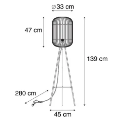 Smart landelijke vloerlamp rotan incl. WiFi A60 - Manila