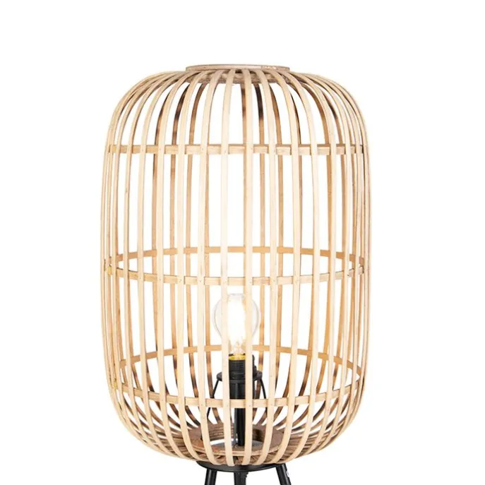 Smart landelijke vloerlamp rotan incl. WiFi A60 - Manila