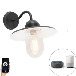 Smart landelijke wandlamp antraciet IP44 incl. wifi E27 - Kansas