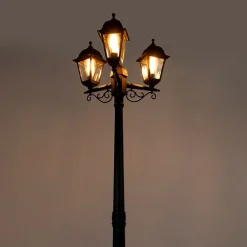 Smart lantaarn zwart 3-lichts IP44 incl. Wifi ST64 - Capital