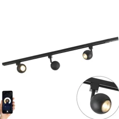 Smart modern railsysteem zwart 1-fase incl. 3 Wifi GU10 - Iconic Gissi