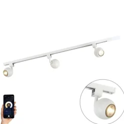 Smart modern railsysteem wit 1-fase incl. 3 Wifi GU10 - Gissi