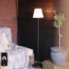 Smart moderne buiten vloerlamp zwart kap witincl. Wifi A60 - Virginia