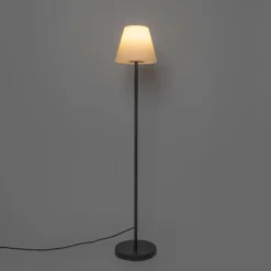 Smart moderne buiten vloerlamp zwart kap witincl. Wifi A60 - Virginia