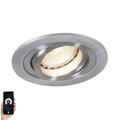 Smart moderne inbouwspot staal incl. Wifi GU10 lichtbron - Rondoo