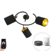 Smart moderne plafondlamp zwart incl. 3 WiFi B35 - Lofty