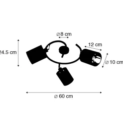 Smart moderne plafondlamp zwart incl. 3 WiFi B35 - Lofty