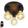 Smart moderne plafondlamp zwart incl. 3 WiFi G95 - Facil