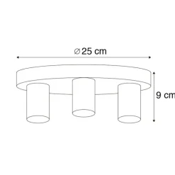 Smart moderne plafondlamp zwart incl. 3 WiFi G95 - Facil