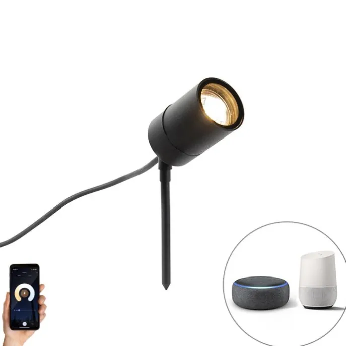 Smart moderne prikspot zwart IP44 incl. wifi GU10 - Solo