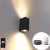 Smart moderne wandlamp zwart IP44 incl. 2 Wifi GU10 - Baleno