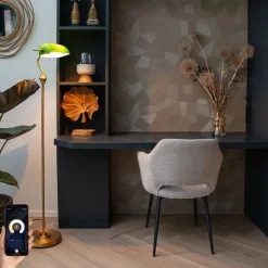 Smart notaris vloerlamp brons met groen glas incl. Wifi A60- Banker