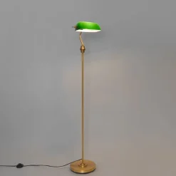 Smart notaris vloerlamp brons met groen glas incl. Wifi A60- Banker
