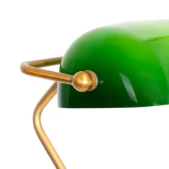 Smart notaris vloerlamp brons met groen glas incl. Wifi A60- Banker