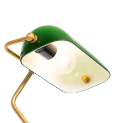 Smart notaris vloerlamp brons met groen glas incl. Wifi A60- Banker