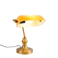 Smart notarislamp brons met amber glas incl. Wifi A60 - Banker
