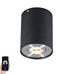 Smart opbouwspot zwart met staal incl. WiFi GU10 - Rondoo up