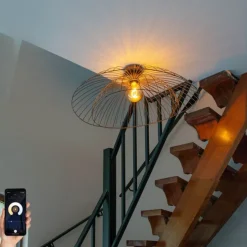 Smart plafondlamp brons met dubbele kap 45cm incl. Wifi G95 - Pua