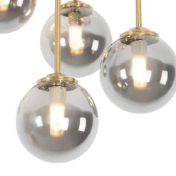 Smart plafondlamp goud 9-lichts met smoke glas incl. 9 Wifi G9 - Athens