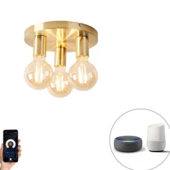Smart plafondlamp goud rond incl. 3 Wifi G95 - Facil