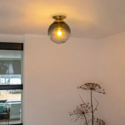 Smart plafondlamp messing met oceaanblauw glas incl. Wifi ST64 - Pallon